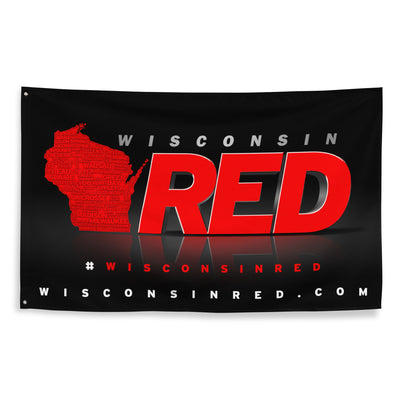 Wisconsin Red Logo Flag