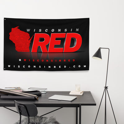 Wisconsin Red Logo Flag