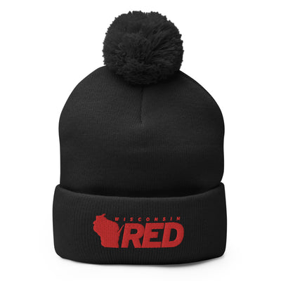 Wisconsin RED Logo Pom Beanie